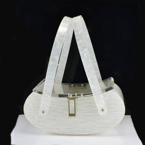 MAXIM Lucite Box Purse Pearlized White Vintage